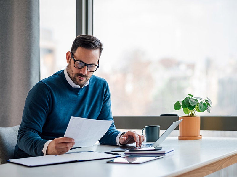 man working in an office