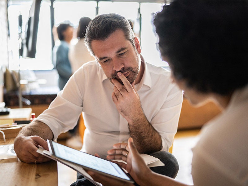 man and woman on a meeting